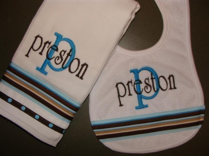 Personalized Bib and Burp cloth set BOY GIRL  Lots of Styles and Colors