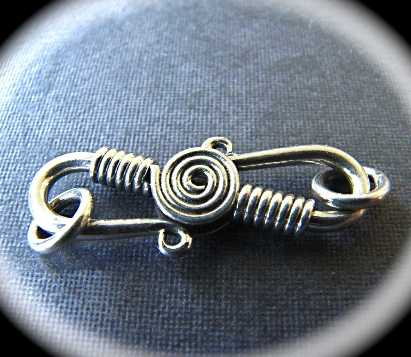 Wire Wrapped Swirl S-Hook sterling silver clasp - solid sterling silver findings - with closed jumprings