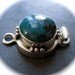 Solid Sterling Silver Box Style Turquoise setting Clasp - smooth stone setting - blue green