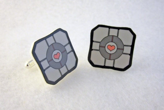 Portal Style Companion Cube Acrylic Cufflinks