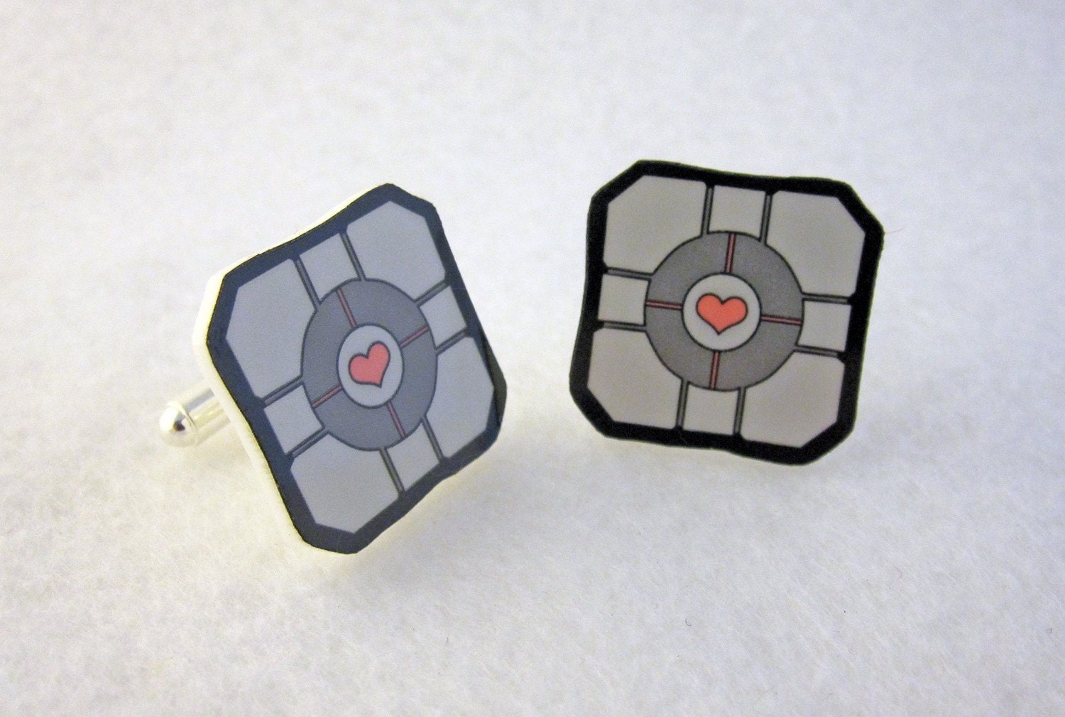 Portal Style Companion Cube Acrylic Cufflinks