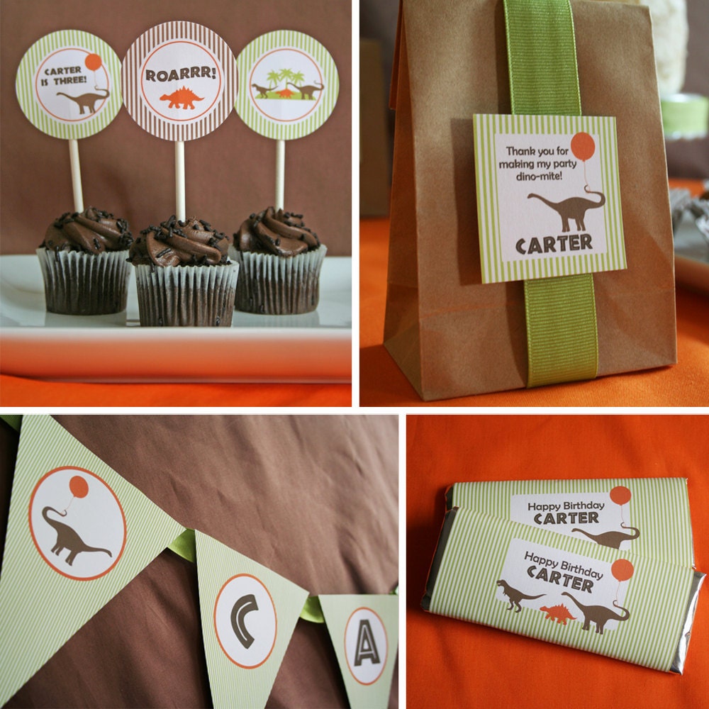 Dinosaur Birthday Party - PRINTABLE ONLY - Banner, Toppers, Tags, Invitation and more Il_170x135