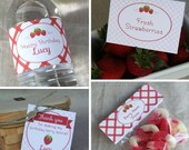 Strawberry Picnic Birthday Party - PRINTABLE ONLY - Banner, Toppers, Tags, Invitation and more Il_170x135