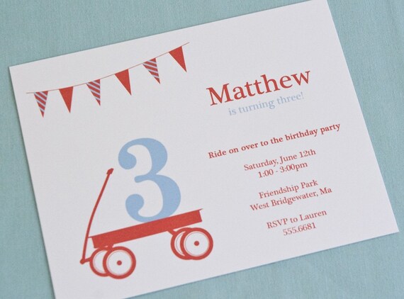 Red Wagon Birthday Party Invitation - PRINTABLE only Il_570xn