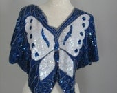 AMAZING vintage sequined cropped butterfly shirt size small