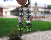 Sun Catcher Earrings in Stacked Spring Colors Light Blue, Rose Pink and Spring Green