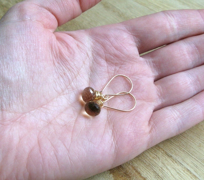 Citrine Drop Earrings, Gold Birthstone Jewelry, November Birthday, 14k Gold Filled - Sangria