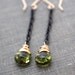 Peridot Earrings, 14K Gold Filled & Oxidized Sterling Silver, Wire Wrapped, Mixed Metal, August Birthstone