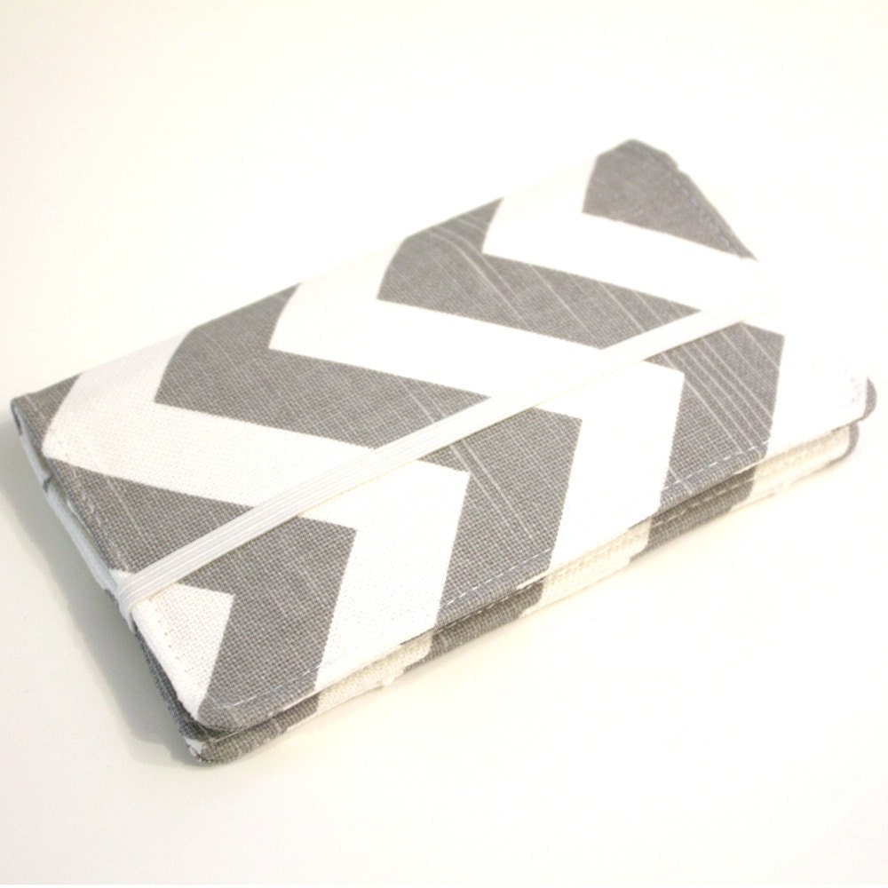 Cell Phone Wallet - Chevron Print - Gray and White - Smart Phone Wallet