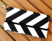 Cell Phone Wallet - Chevron Print - Black and White - Smart Phone Wallet - kailochic