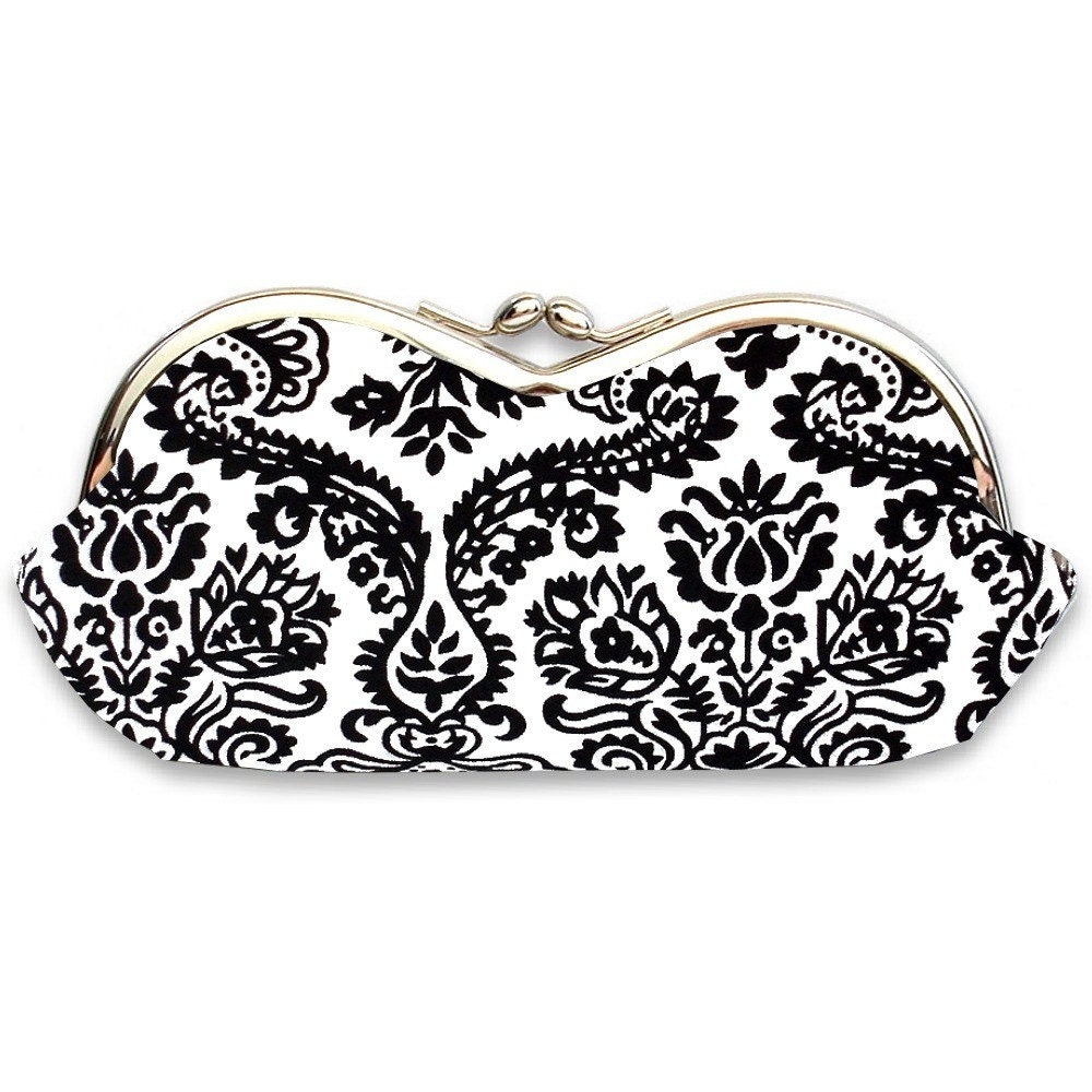 Black and White Mini Damask Frame Glass Case