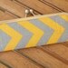 Chevron Wallet - Clutch Wallet - Gray and Yellow Chevron Slim Kisslock Frame Wallet