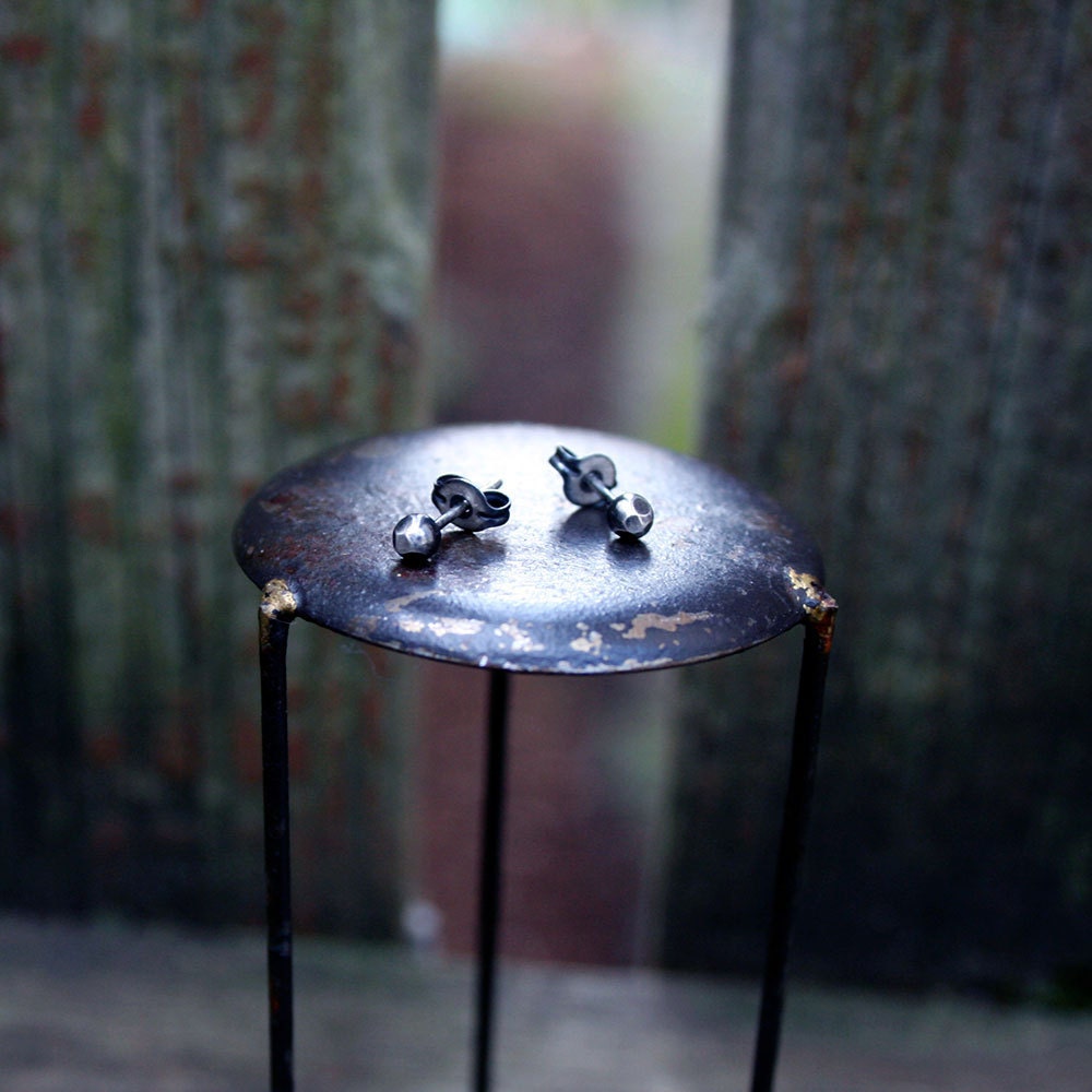 Sale Faceted sterling silver post earrings