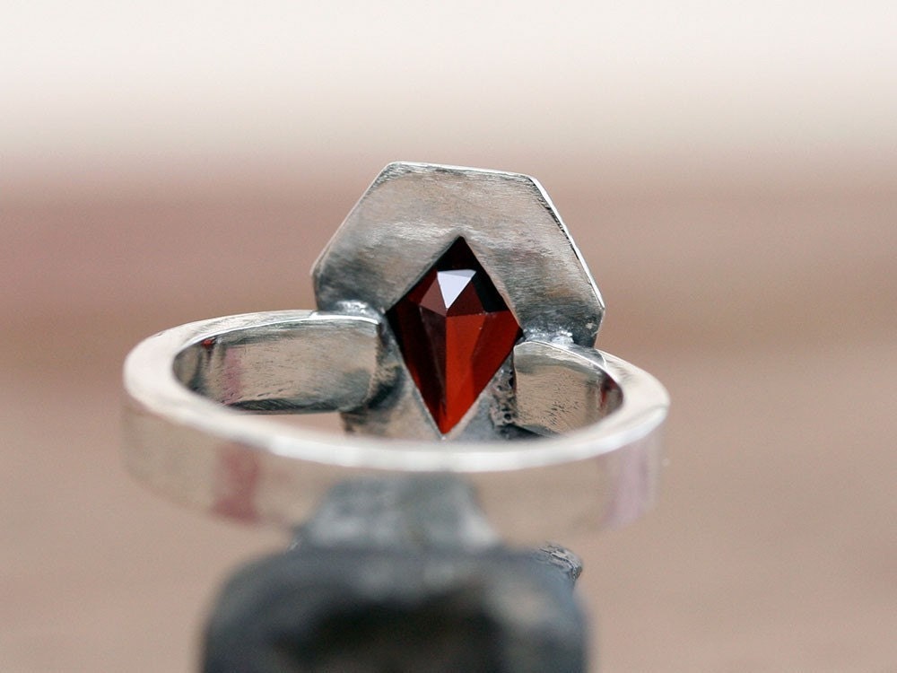 True Blood garnet gemstone coffin ring sterling silver