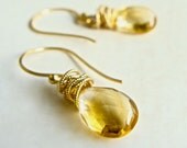Tidal Earrings with Citrine Wire Wrapped in Gold Summer Fashion