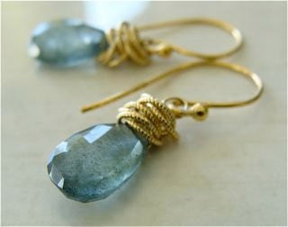 Tidal Earrings with Moss Aquamarine