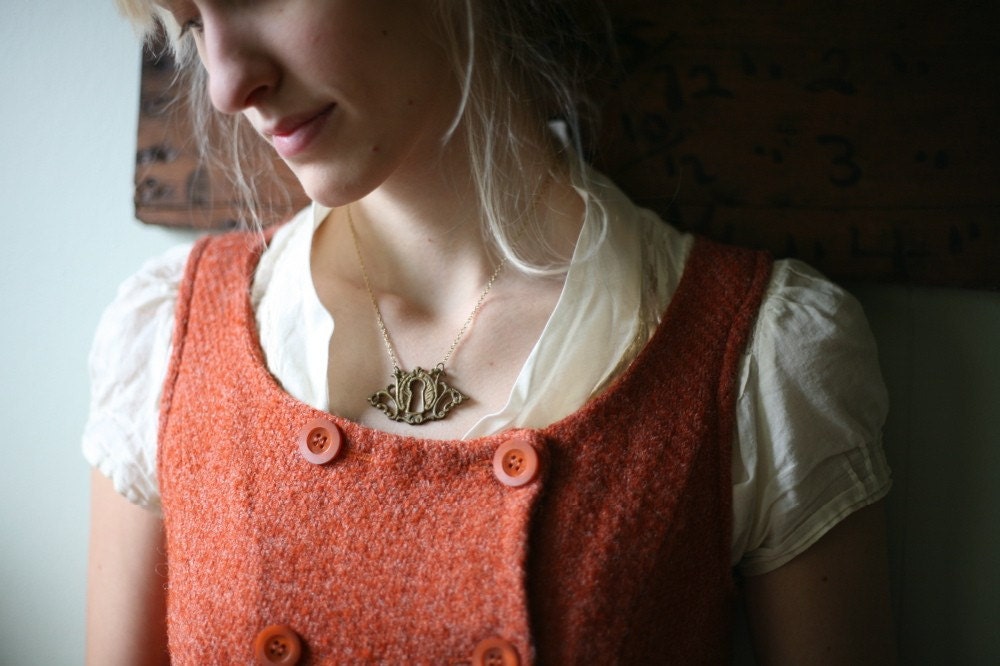 antique key and plate bff necklaces