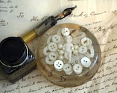 Vintage Glass Paperweight Vintage Doily, Buttons  & Frozen Charlotte Doll