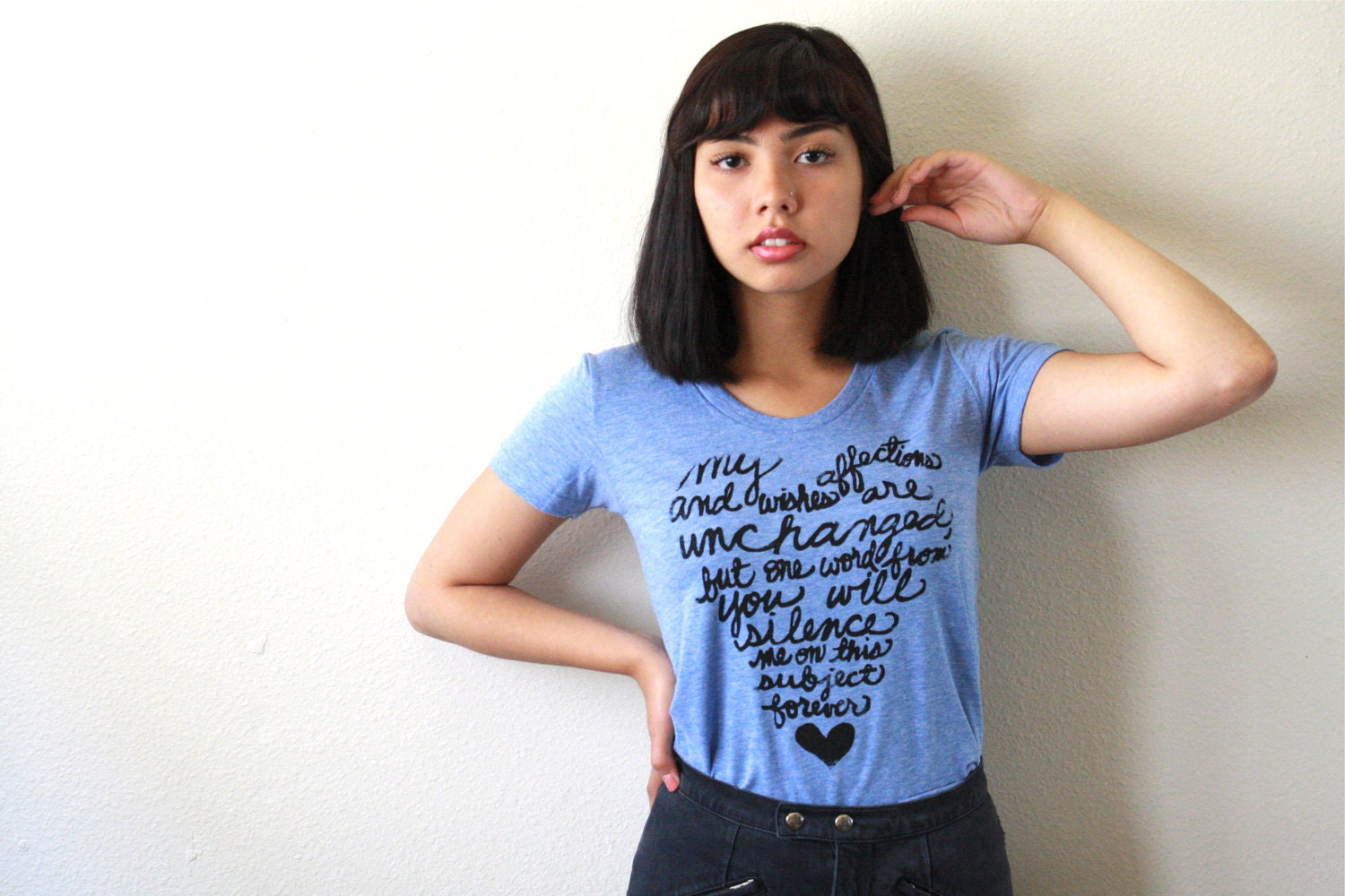 Mr. Darcy 2nd Proposal. SMALL Women's T-shirt American Apparel in Athletic Blue