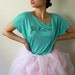 French Quote "Je T'aime. LRG/XL Neena Creates Original Slouchy Shirt in Turquoise