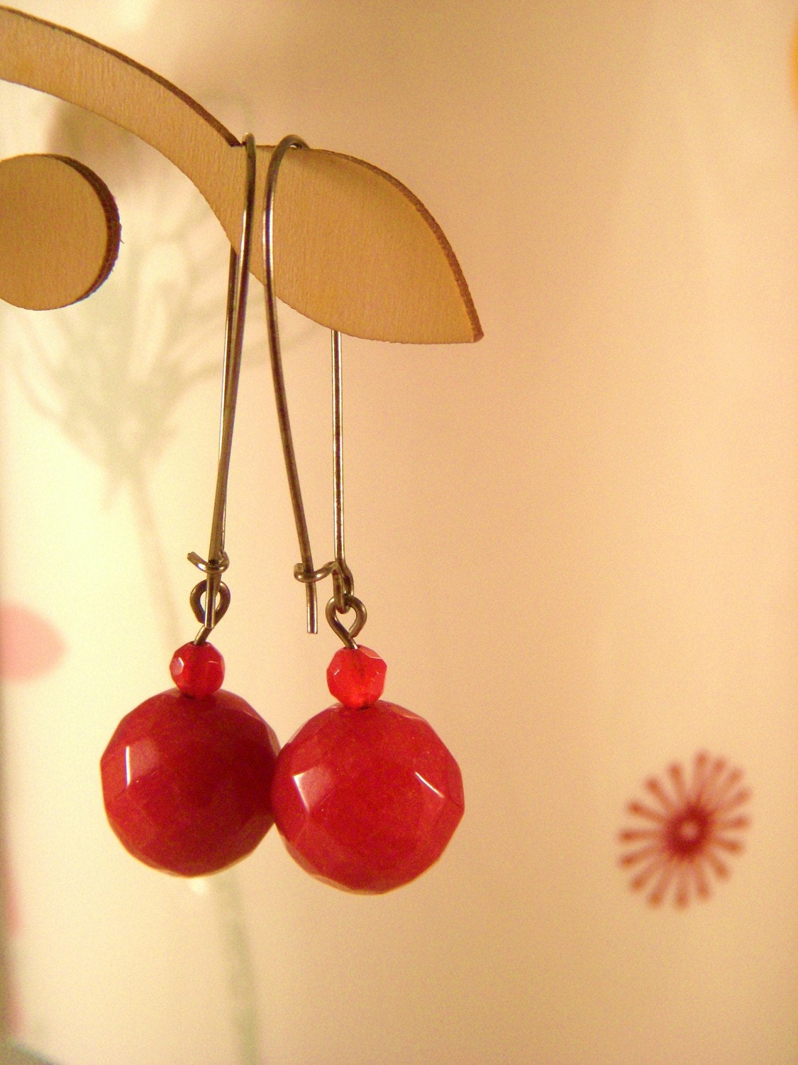 Red jade earrings