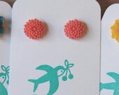 Pair of Coral Flower Earrings