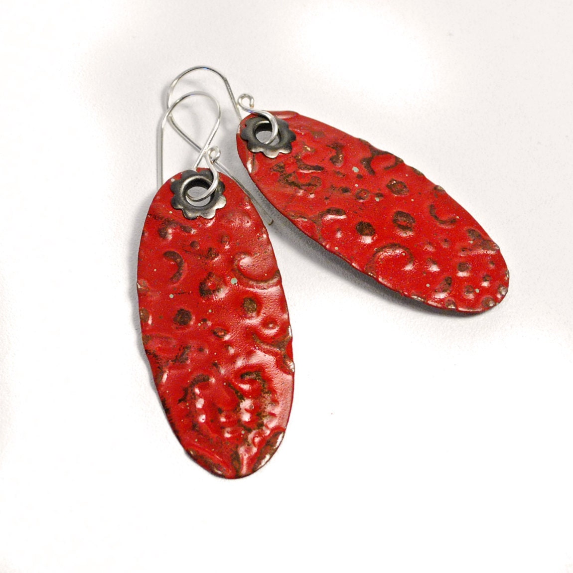 Recycled Jewelry Shabby Chic Oval Earrings