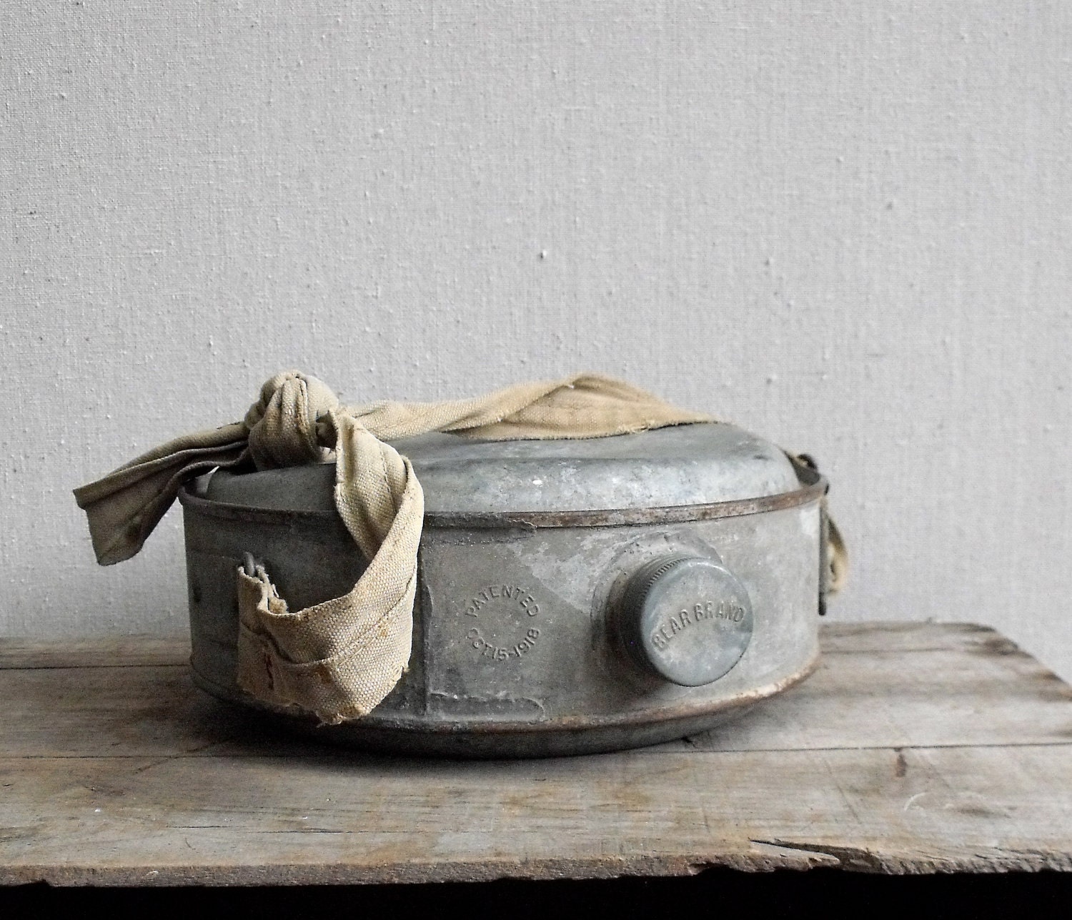 Vintage Antique Canteen : Large Bear Brand