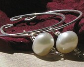 Freshwater pearl slip on hoop unpierced earrings