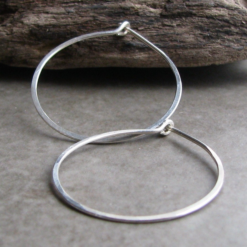 Sterling Silver Hoop Earrings 1 inch