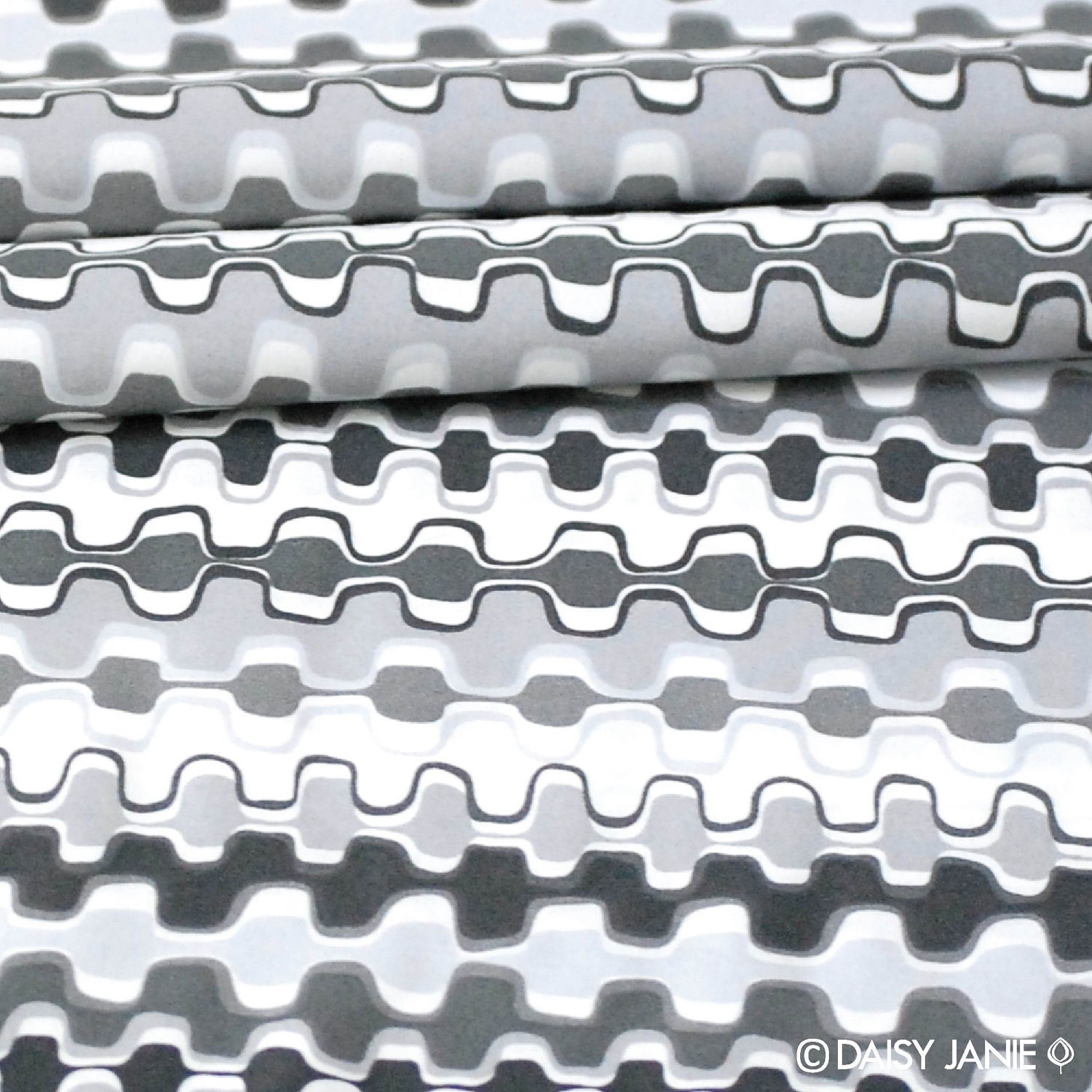 SALE organic cotton fabric by Daisy Janie - 1/2 YARD - Zipper Tape
