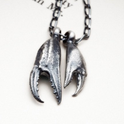 Crab Claws, silver necklace - Together Forever -marine inspiration, for nature lovers, marine inspiration