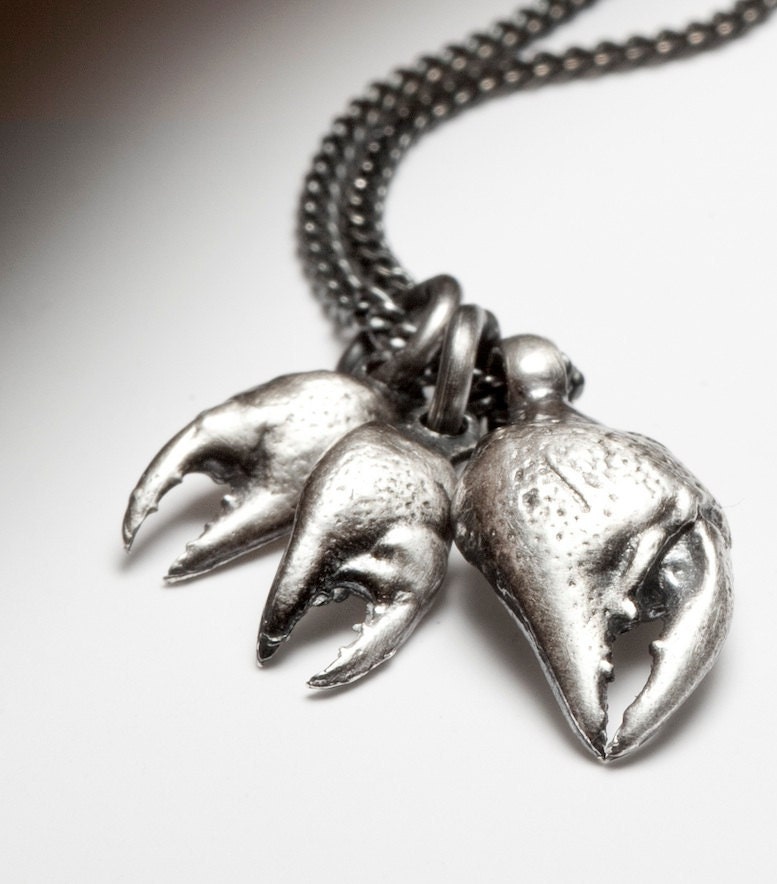 Mini Crab Claws: sterling silver necklace - RedSofa jewelry