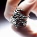 dark silver stacking pair: Elvish rings, twigs & natural Herkimer Diamond rock crystal - organic rings