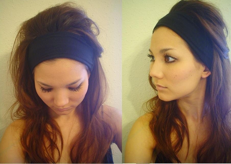 STRETCHY BLACK rayon jersey Brigitte Bardot style headband