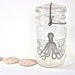 Shabby Beach Cottage Chic, Glass Vase, Octopus, Mason Jar, Beach House, Recycled Glass Bottle