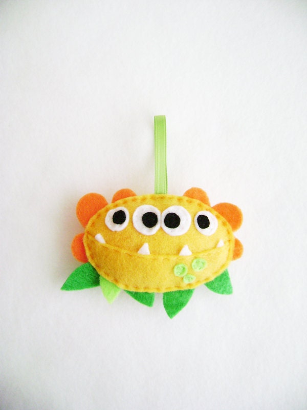 Felt Holiday Ornament - Ozzy the Pollen Monster - Made to Order