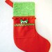 Felt Christmas Stocking - Pocket Peeper Owl - Swirly Twirly Lime