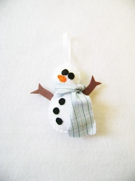 Christmas Ornament - Spencer the Snowman - Plaid Scarf