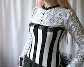 stripe damask Circus Noir shirt top custom shirt - handmade to order - smarmyclothes diy gothic carnival