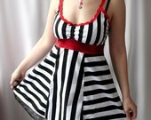 striped retro circus carnival dress - Highwire Act - custom made to size - smarmyclothes