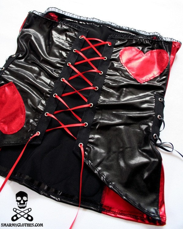 custom metallic Queen of Hearts corset top - handmade to your size - smarmyclothes Alice in Wonderland