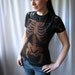 handmade bleach skeleton lace tee - LA CATRINA - smarmyclothes goth punk