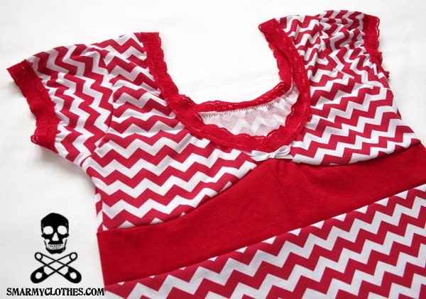 chevron zigzag rockabilly wiggle dress - RocknRoll Ramona - handmade custom size - smarmyclothes