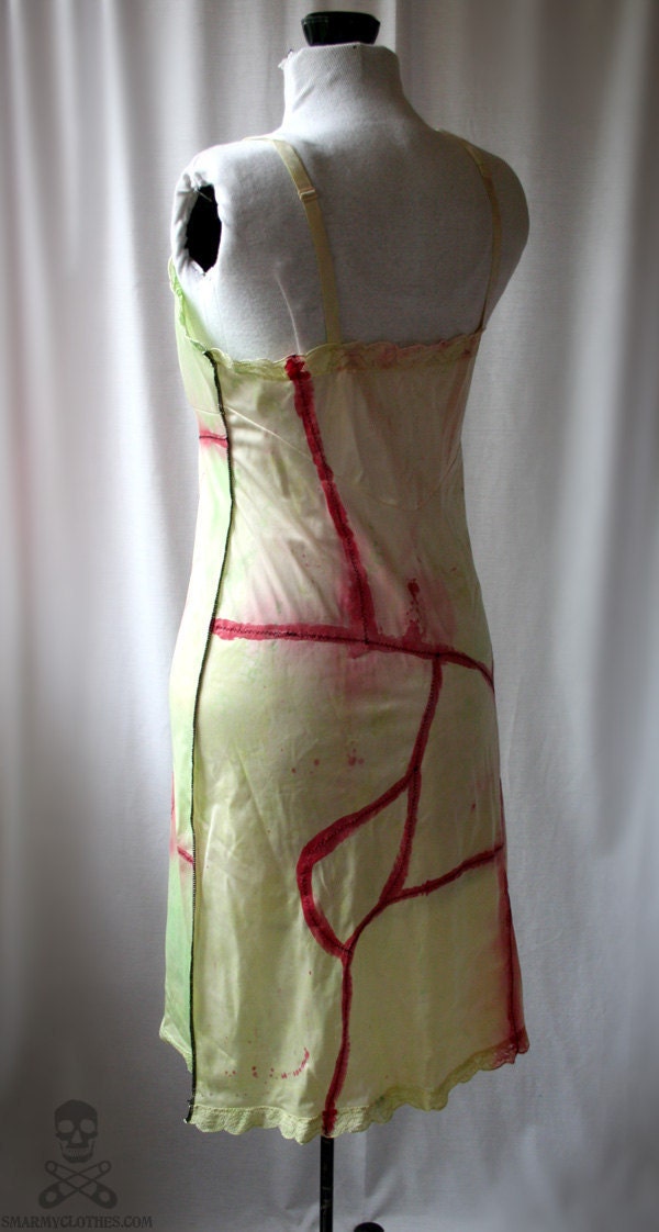 Blood n Stitches zombie slip dress Halloween costume - smarmyclothes horror diy