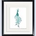 Shy Peacock, 8x10 Modern Bird Art Print, Blue, Turquoise, Black
