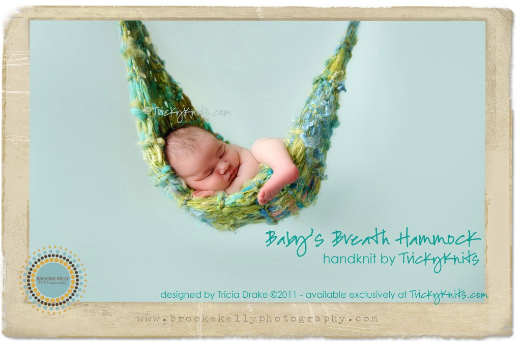 Baby Hammock Photo Prop Handspun Yarn for Newborn Boy or Girl in "sea sprite" - many colorways available