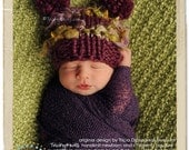 Newborn baby girl hat baby boy hat photo prop Sweet Dreams Funky Chunky Baby Hat in Plum Pudding unisex original designer TrickyKnits