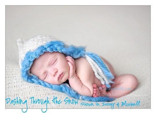 Baby Boy Hat Photography Prop Handknit for Newborn Dashing Through the Snow by TrickyKnits