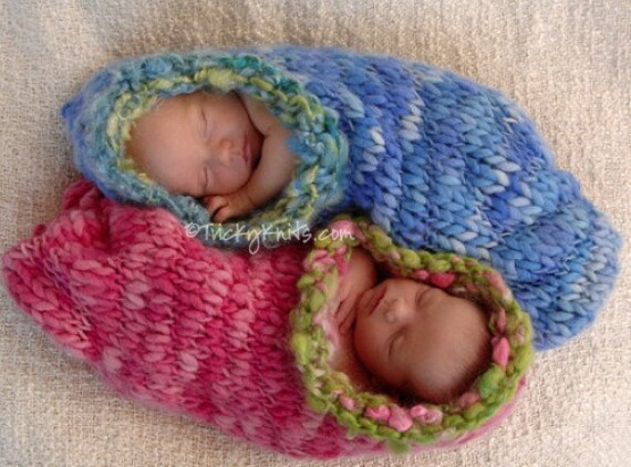 Baby Cocoon Photography Prop Handknit Hooded Swaddler Custom Newborn Gift Eskimo Kiss by TrickyKnits from Welcoming Home Baby